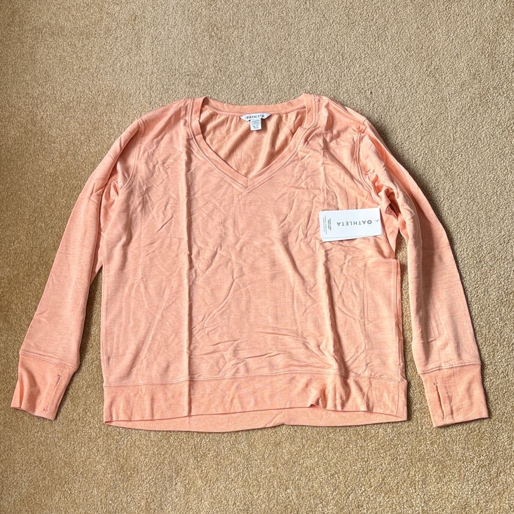 Athleta Peach Knit Top v neck sunrise sweatshirt XLT xl tall nwt